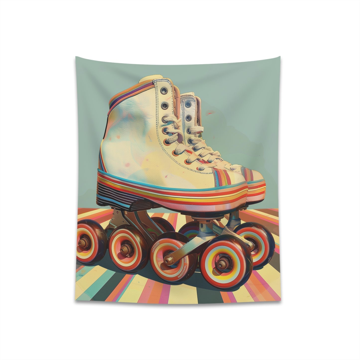 "Roll with It: Retro Roller Skates Tapestry - Vibrant and Nostalgic Home Decor"