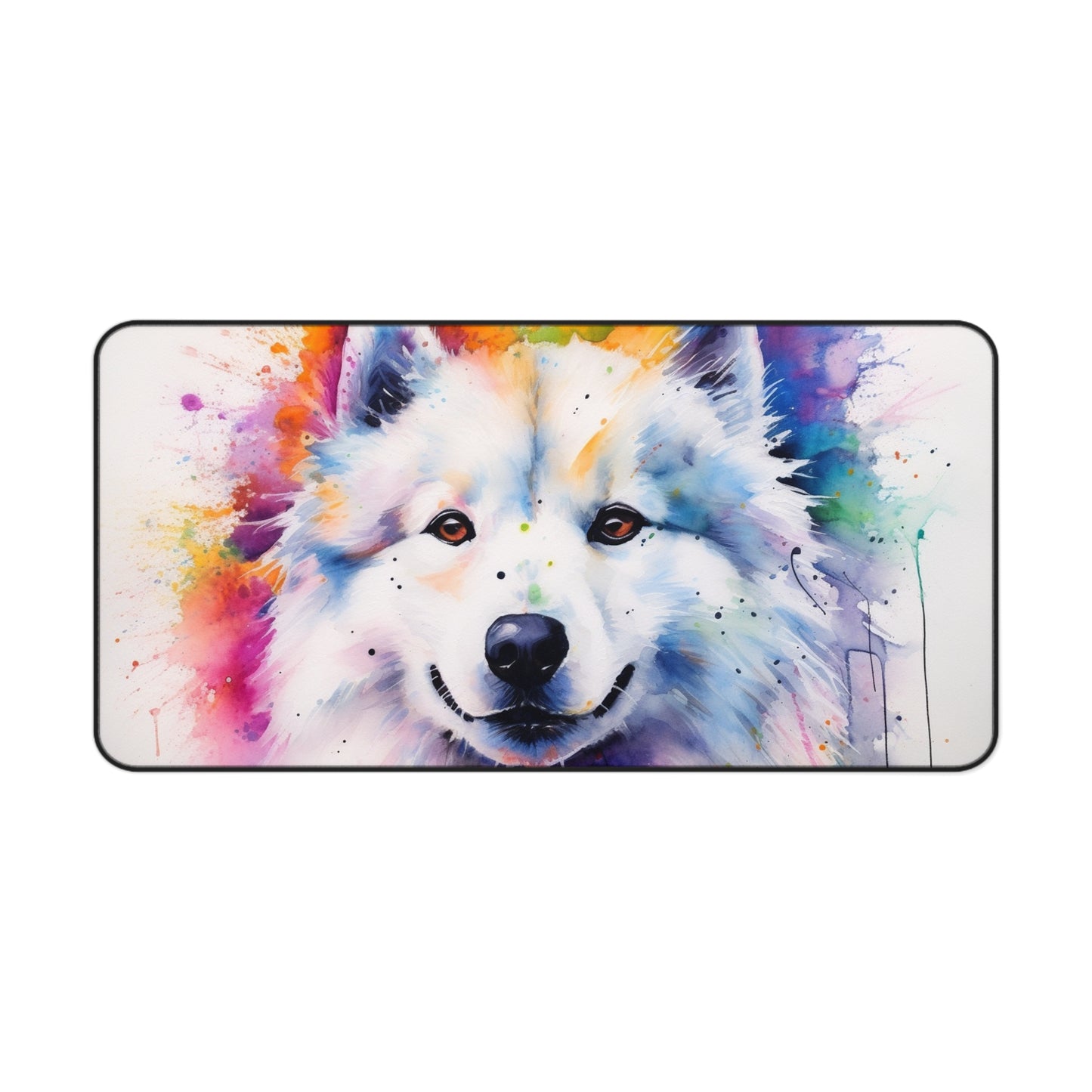 "Adorable Samoyed Pup Desk Mat - Protect your workspace with fluffy charm"