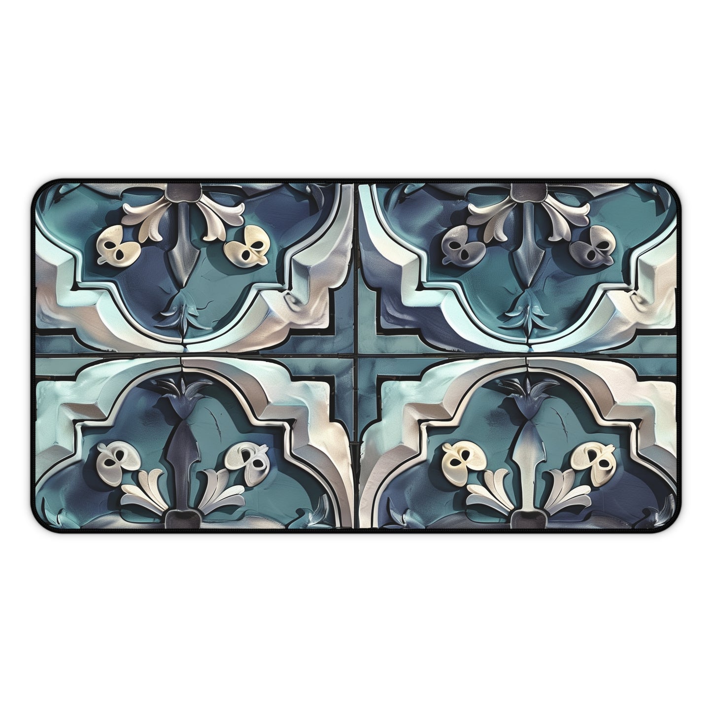 Artisan Tiles Desk Mat - Add elegance to your workspace with this seamless pattern desk protector, perfect for office decor.