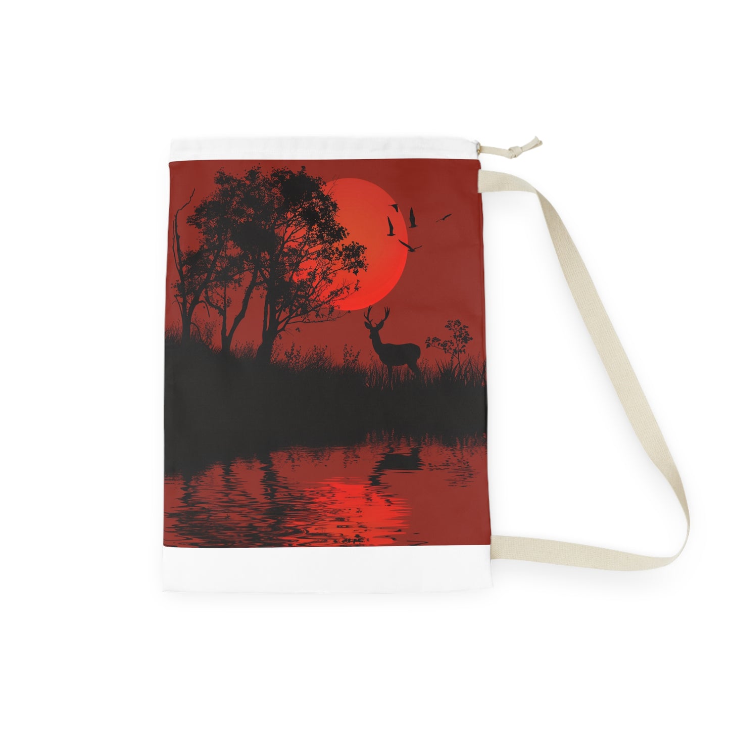 Nature-inspired wildlife deer silhouette laundry bag - elevate your laundry experience with charm and style.