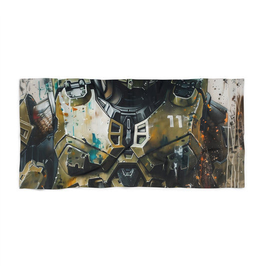 this towel is sure to turn heads. The vibrant colors and high-quality material make it both stylish and functional. Get yours today and show off your love for Master Chief! Perfect for the beach