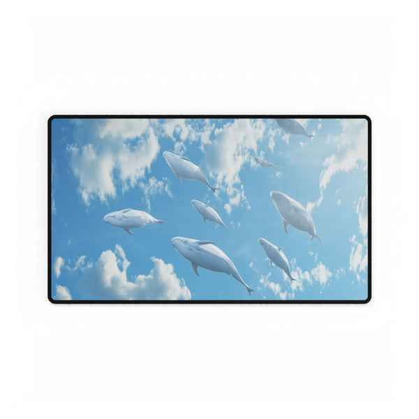 Sky Full of Floating Whales — XL & XXL Desk Mat — Gaming & Workspace Desk Setup View
