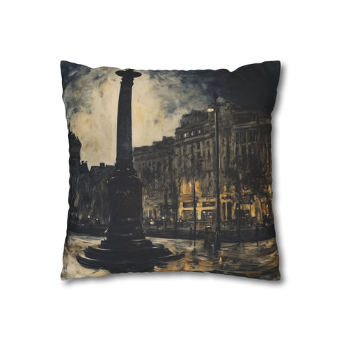 Trafalgar Square London Rainy Evening — 40×40 Cushion Cover — Double-Sided Back & Concealed Zip Detail