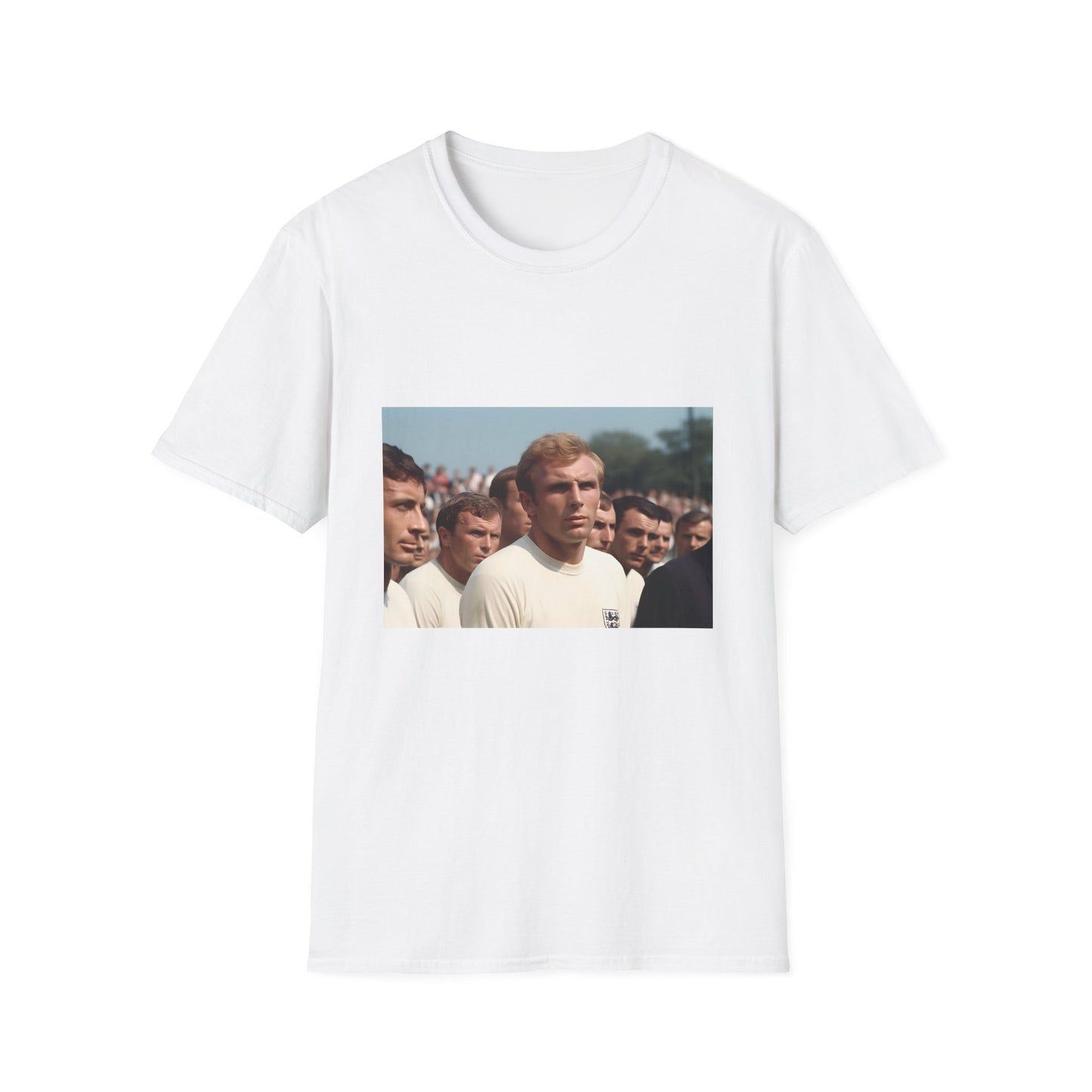 "Vintage England World Cup Captain Bobby Moore T-shirt - A Captain's Legacy: The Spirit of '66 | Commemorating the 1966 World Cup triumph with iconic design, feel the essence of sporting history and national pride with every wear"