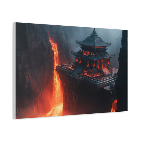 Levitating Temple Above Lava River — Canvas Wall Art — Product Detail View 6