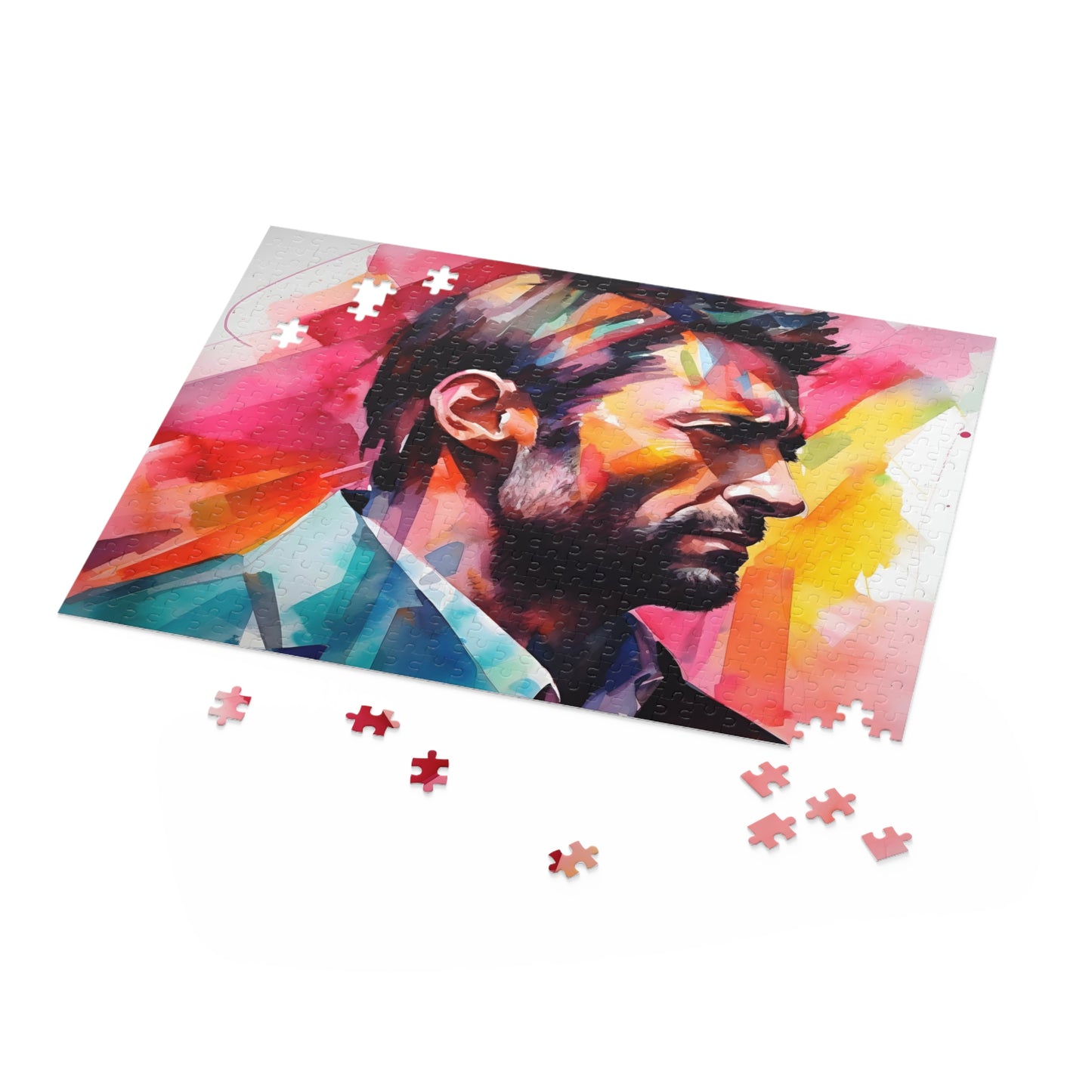 Hugh Jackman Neon Watercolor Puzzle