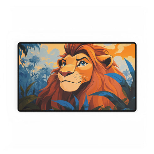 Simba Young Lion King Savanna — XL & XXL Desk Mat — Gaming & Workspace Desk Setup View