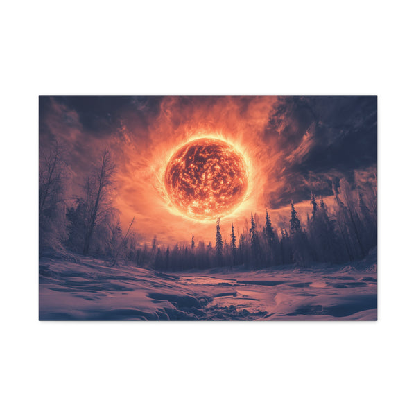 Solar Storm Erupting over Frozen Jungle Stretched Canvas Wall Art