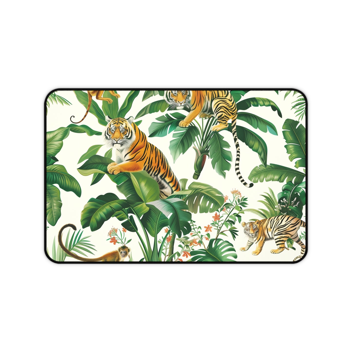 "Tiger Jungle Safari Desk Mat - Transform your workspace with majestic tiger pattern, bring the adventure to your desk!"