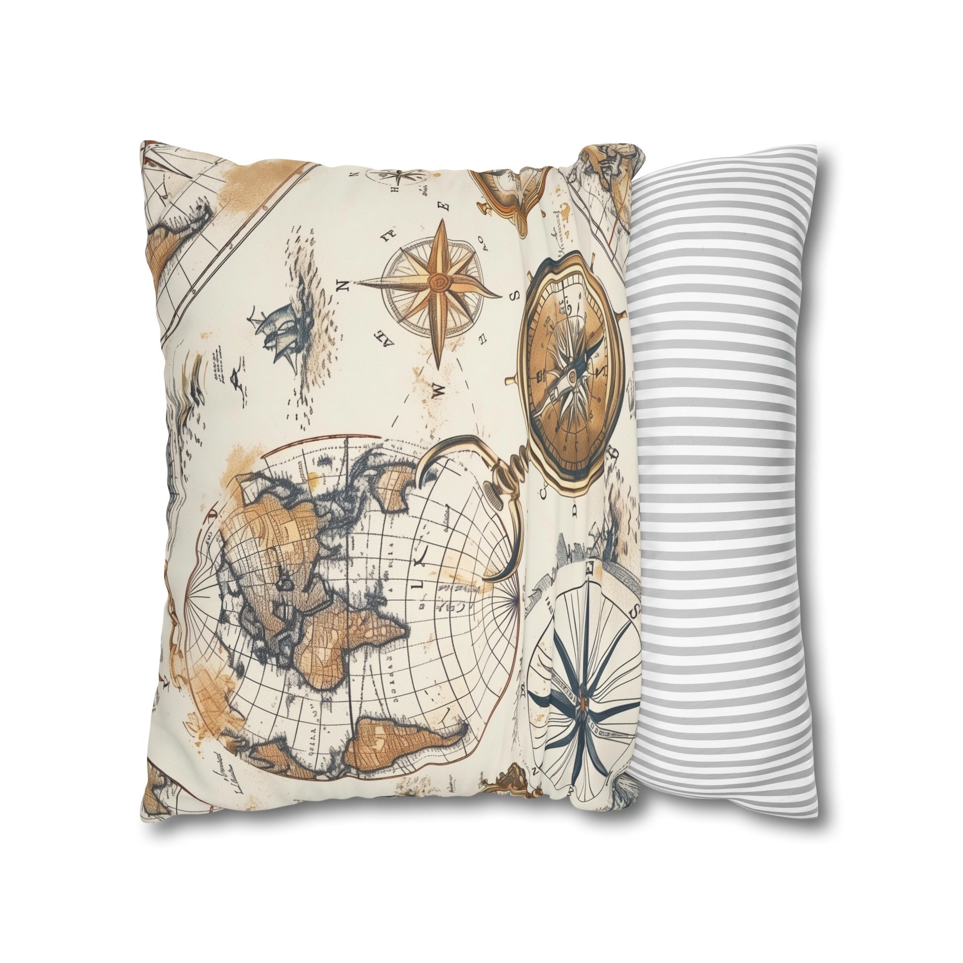 "Vintage Maps Pillowcase - Add charm to your space with antique maps pattern, perfect for explorer-themed decor"