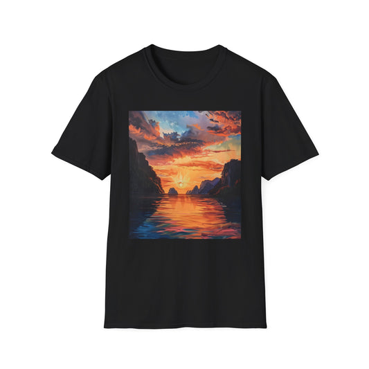 Enchanted Horizon: The Ethereal Beauty of El Nido's Sunset | T-Shirt | art, beach, el nido, island, ocean, painting, palawan, paradise, sunset, tropical | Prints with Passion