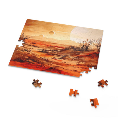 Sandy Desert Jigsaw Puzzle - Tranquil desert landscape with cacti and sand dunes