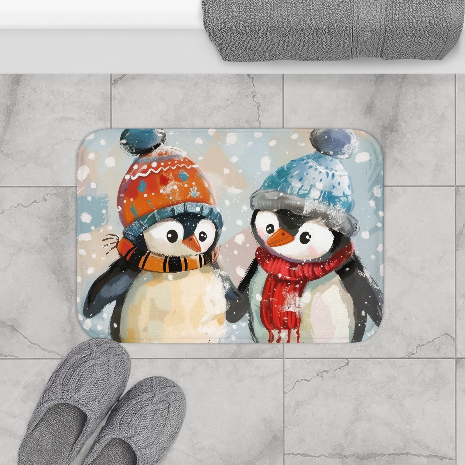 Winter Penguin Pals Bath Mat | Bath Mats | Bath, Bathroom, Home & Living, Indoor, Sublimation | Prints with Passion