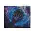 Cosmic Hand Reaching from Black Hole — Plush Fleece Throw Blanket — Draped Over Sofa & Bed Lifestyle View