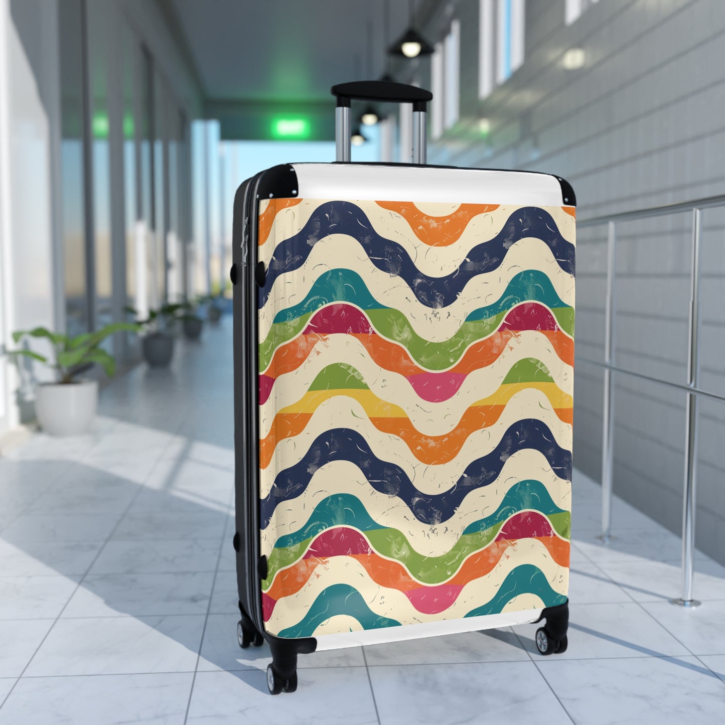 Retro Waves Suitcase: Vibrant Travel