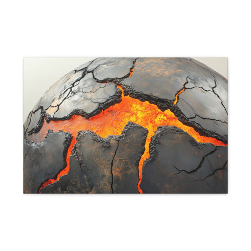 Cracked Planet with Lava Veins — Canvas Wall Art — Front Gallery-Wrapped Canvas View