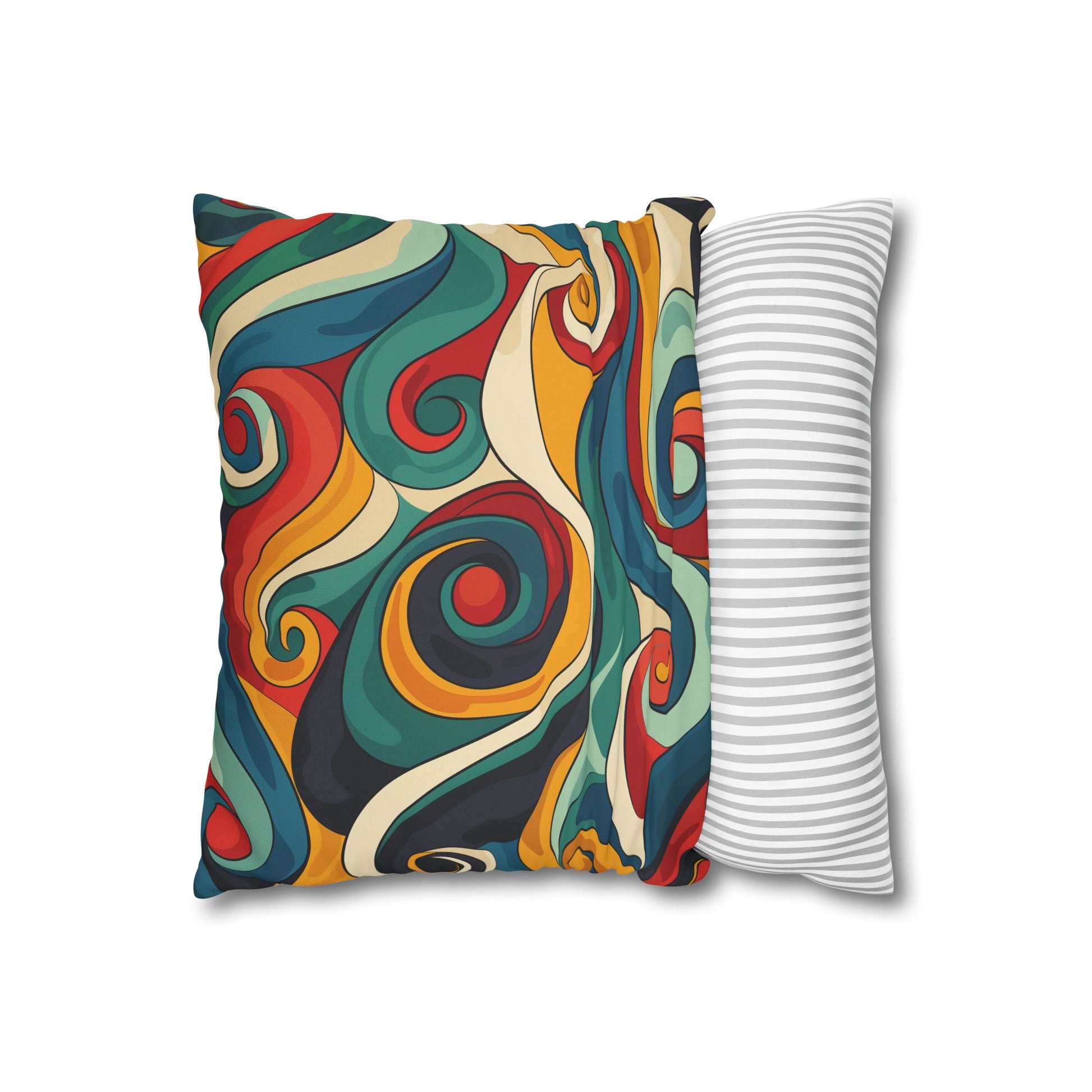 "Vintage Vibes Pillowcase - Retro Waves design in vibrant colors for a trendy bedroom makeover"