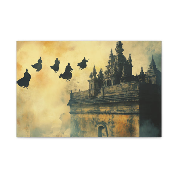 Sky Temple with Flying Monks — Canvas Wall Art — Front Gallery-Wrapped Canvas View