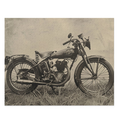 Vintage motorcycle jigsaw puzzle with intricate details and vibrant colors for motorcycle enthusiasts.