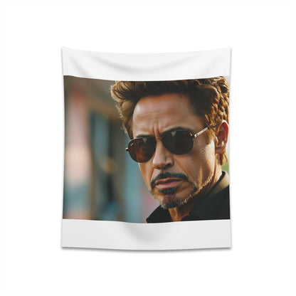 "RDJ: A Starry Eyed Tapestry - Robert Downey Jr. iconic persona captured on this stylish tapestry, perfect for movie buffs and fans. High-quality material, comfortable, and makes a great gift. Available in 34" x 40" or 57" x 57" sizes. Shop now!"