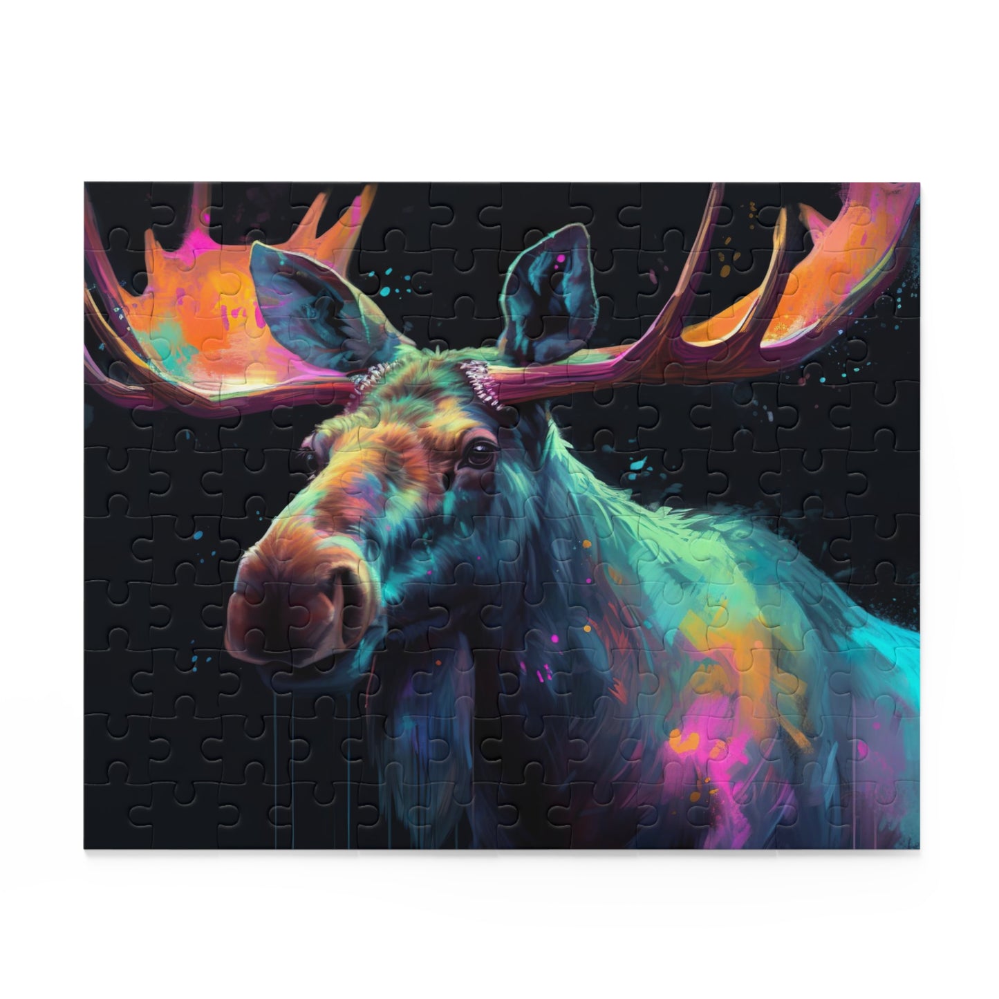 "Stunning Majestic Moose Jigsaw Puzzle - Vibrant watercolor painting of a moose in nature"