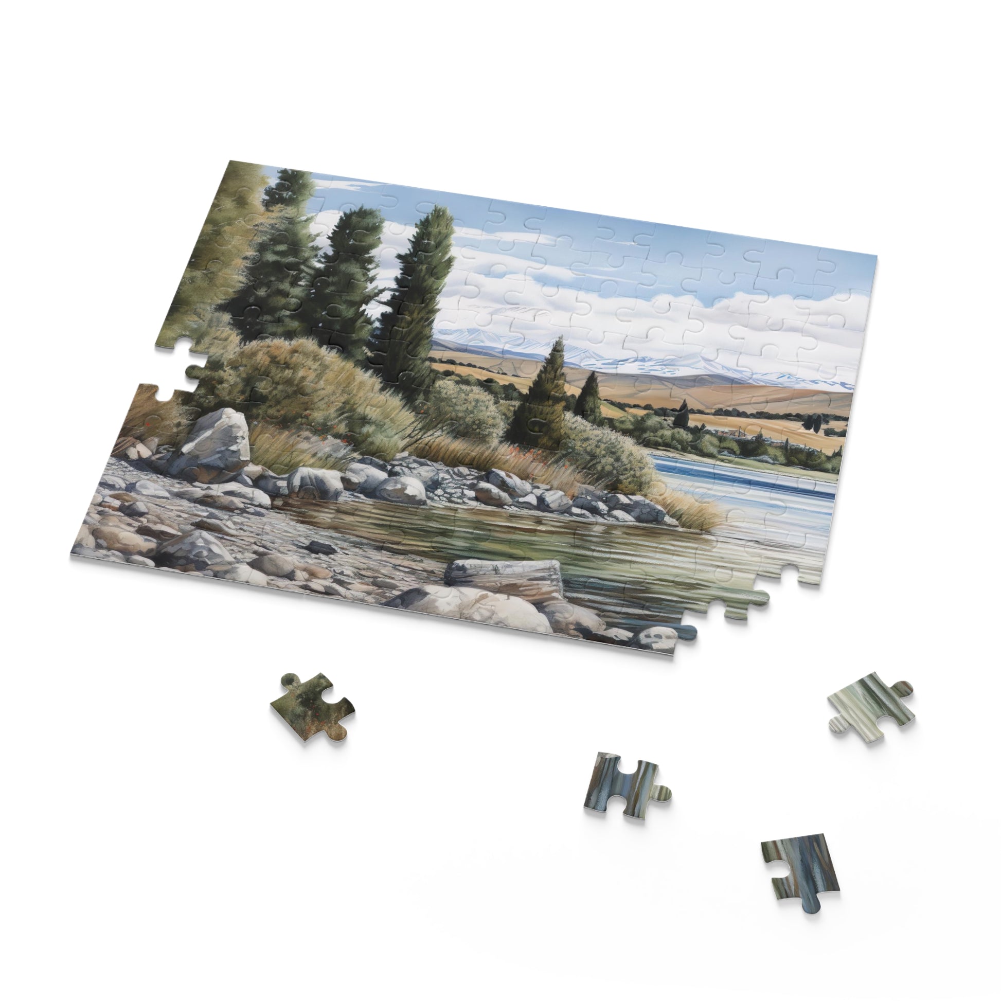 "New Zealand Lake Jigsaw Puzzle - Relaxing scenery with forest, lake, mountains"