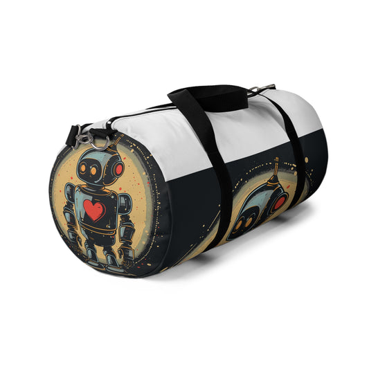 Robot Heart Retro Duffel Bag | Duffle Bags | Accessories, All Over Print, AOP, Assembled in the USA, Assembled in USA, Bags, Duffle, Made in the USA, Made in USA | Prints with Passion