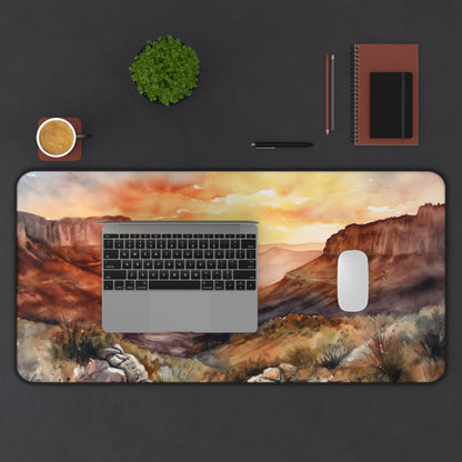 "Desert Mountains Desk Mat - Bring nature's beauty to your workspace with this serene landscape image"