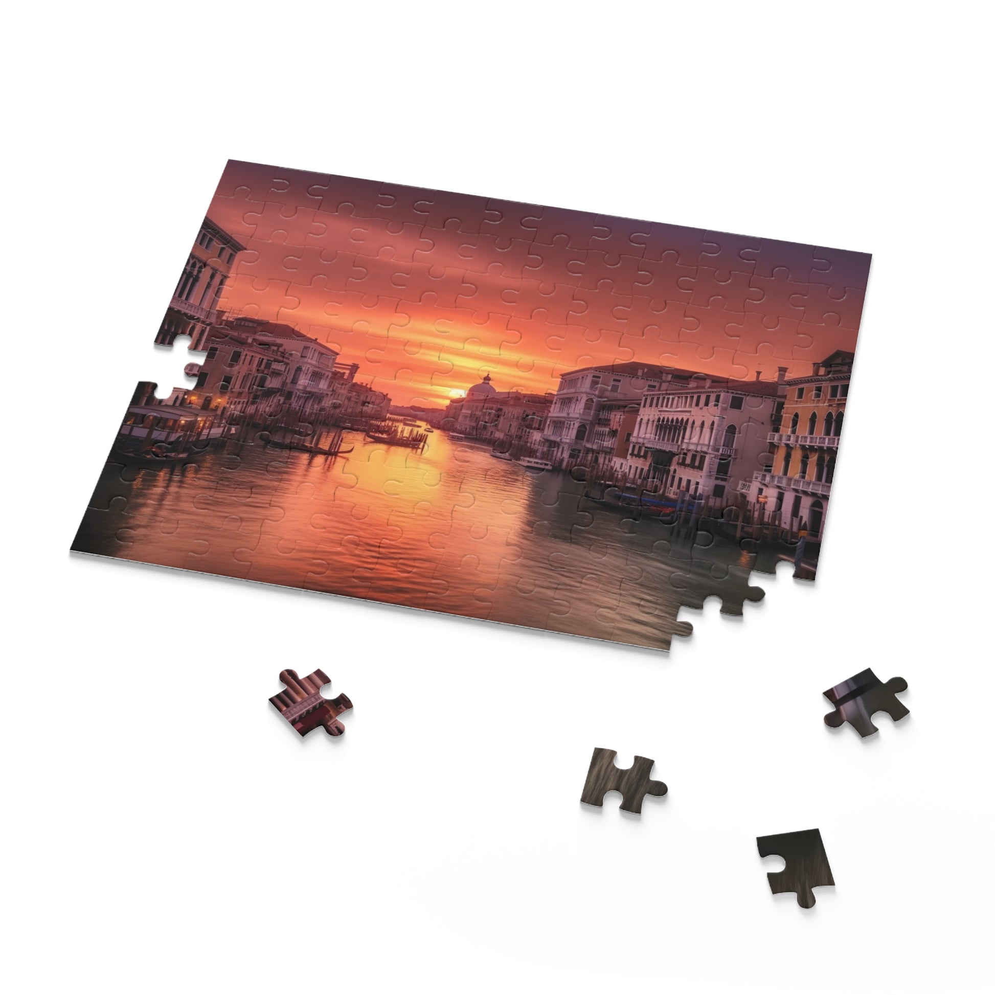 "Venic Sunset Jigsaw Puzzle - 1000 pieces capturing the beauty of Venice at sunset, Italy's iconic cityscape"