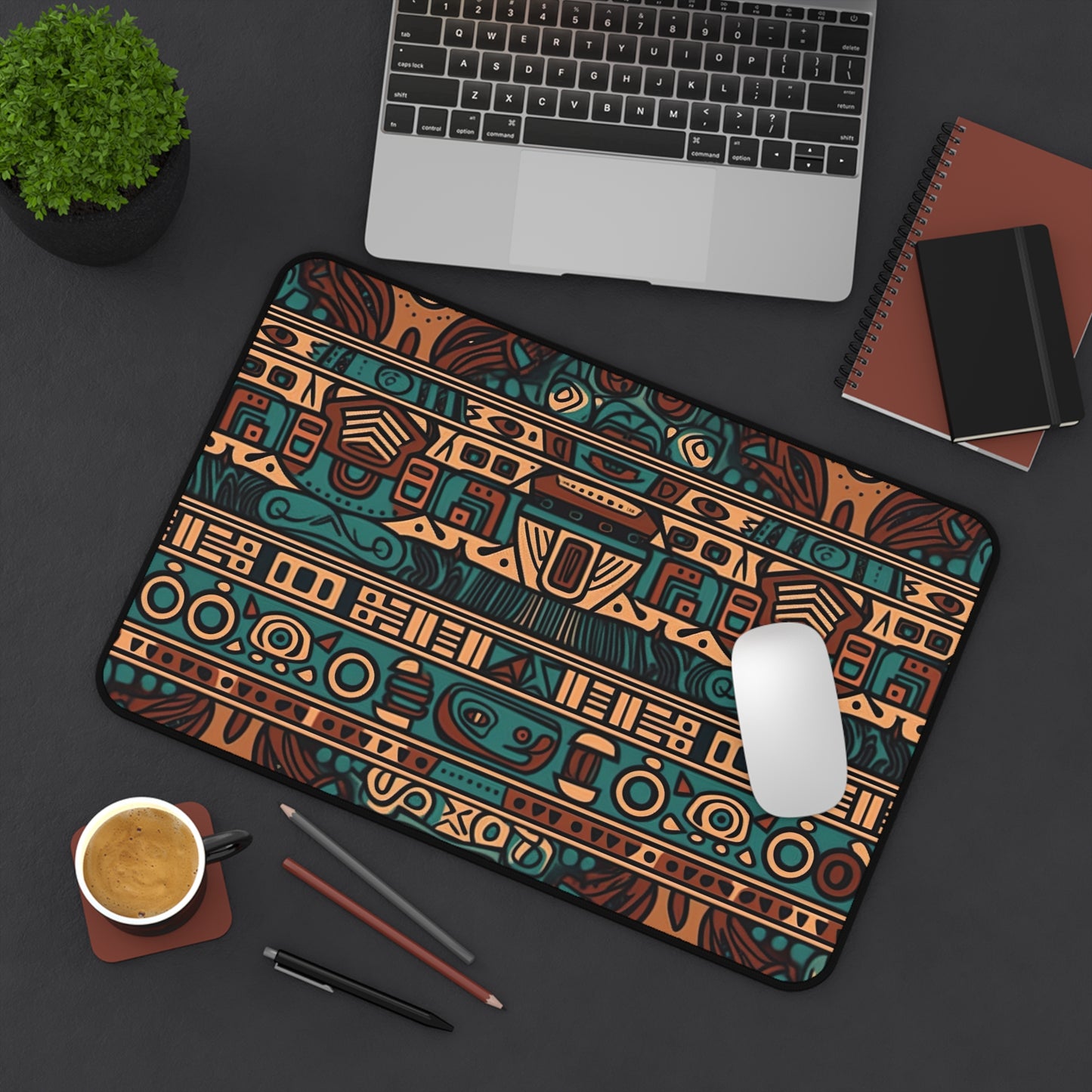 "Stylish Modern Aztec Desk Mat for Cultural Flair and Protection"