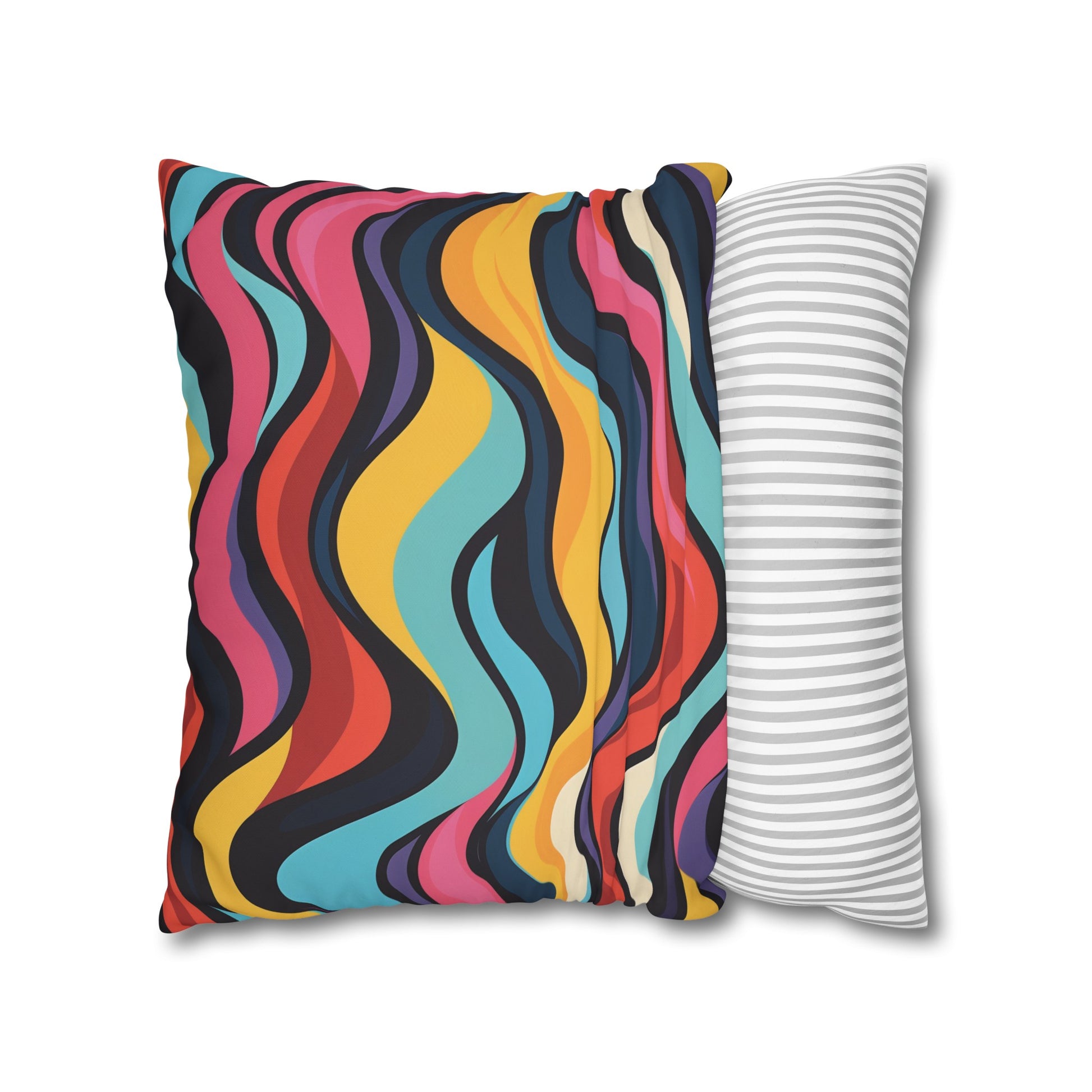 "Vibrant Retro Waves Pillow Case for Stylish Bedding Collection"