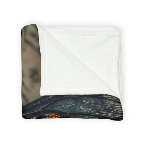 Lava Moth Resting on Burning Scroll — Plush Fleece Throw Blanket — Product Detail View 11