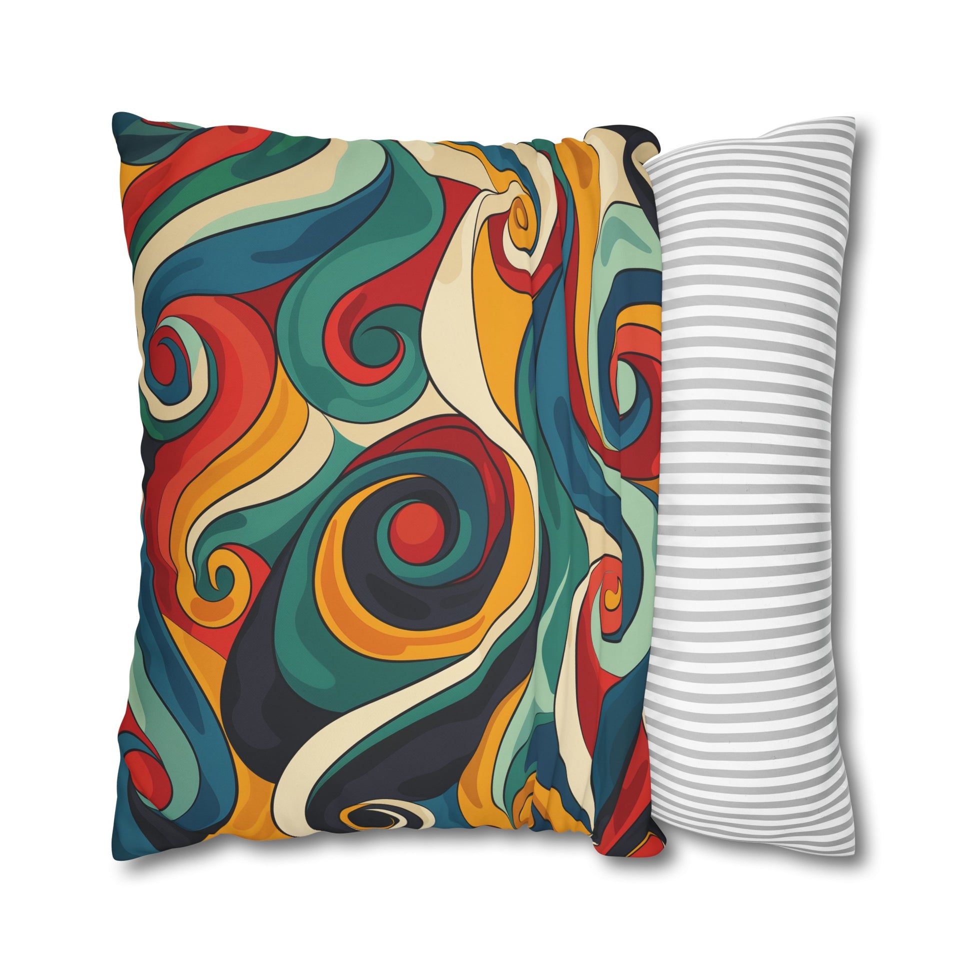 "Transform your bedroom with our vibrant Vintage Vibes pillowcase featuring a seamless retro waves pattern in vibrant colors"