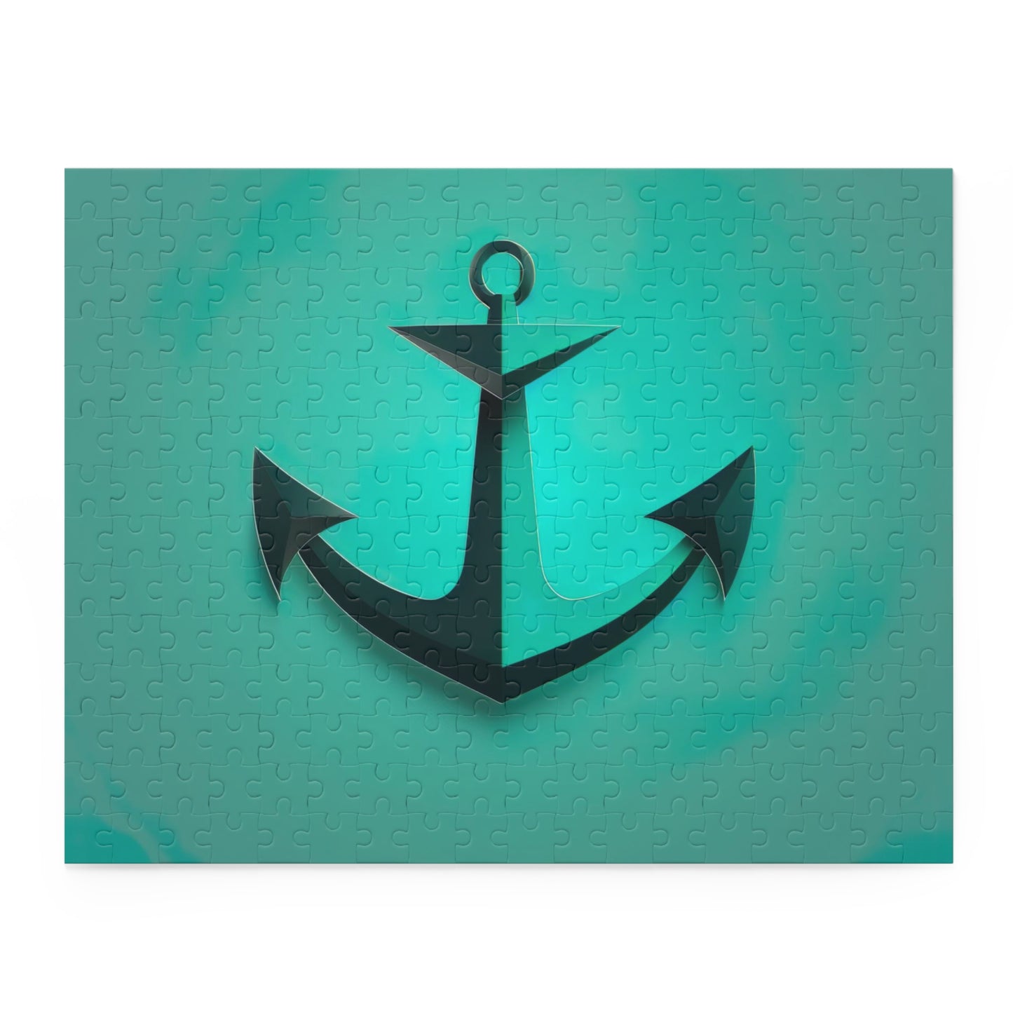 "Anchor Adventure Jigsaw Puzzle - Piece together sea beauty with stunning anchor image on swirling blue backdrop"