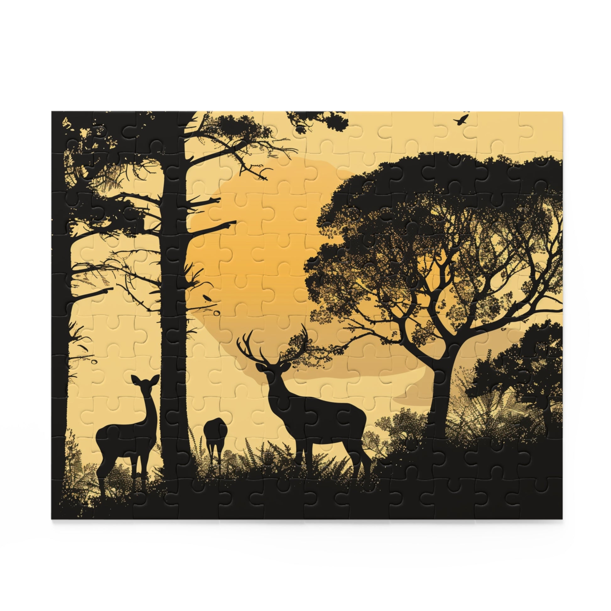 "Wildlife Silhouette Deer Jigsaw Puzzle - Perfect gift for animal lovers and nature enthusiasts, hours of entertainment!"