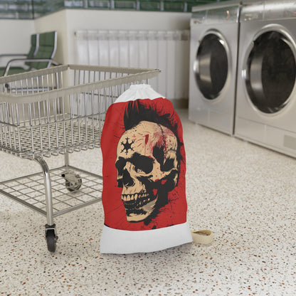 Punk rock skull laundry bag with durable material and rebellious design