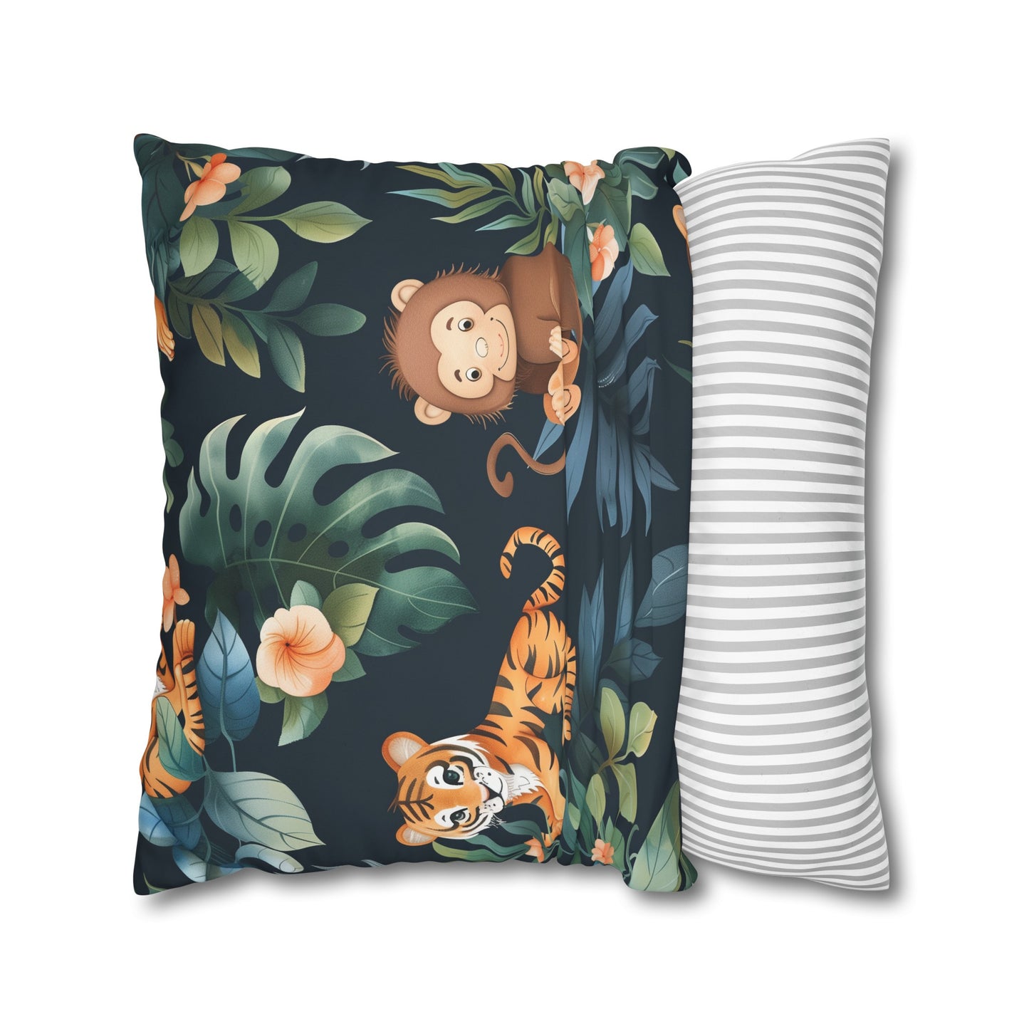 "Wild Tiger Jungle Pillow Case - Sleek design with seamless tiger pattern, transform your bedroom into a lush jungle oasis. Add adventure to decor."