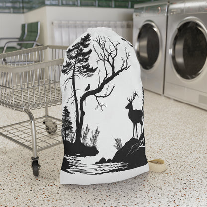 "Wildlife silhouette laundry bag adding nature-inspired charm to your home routine"