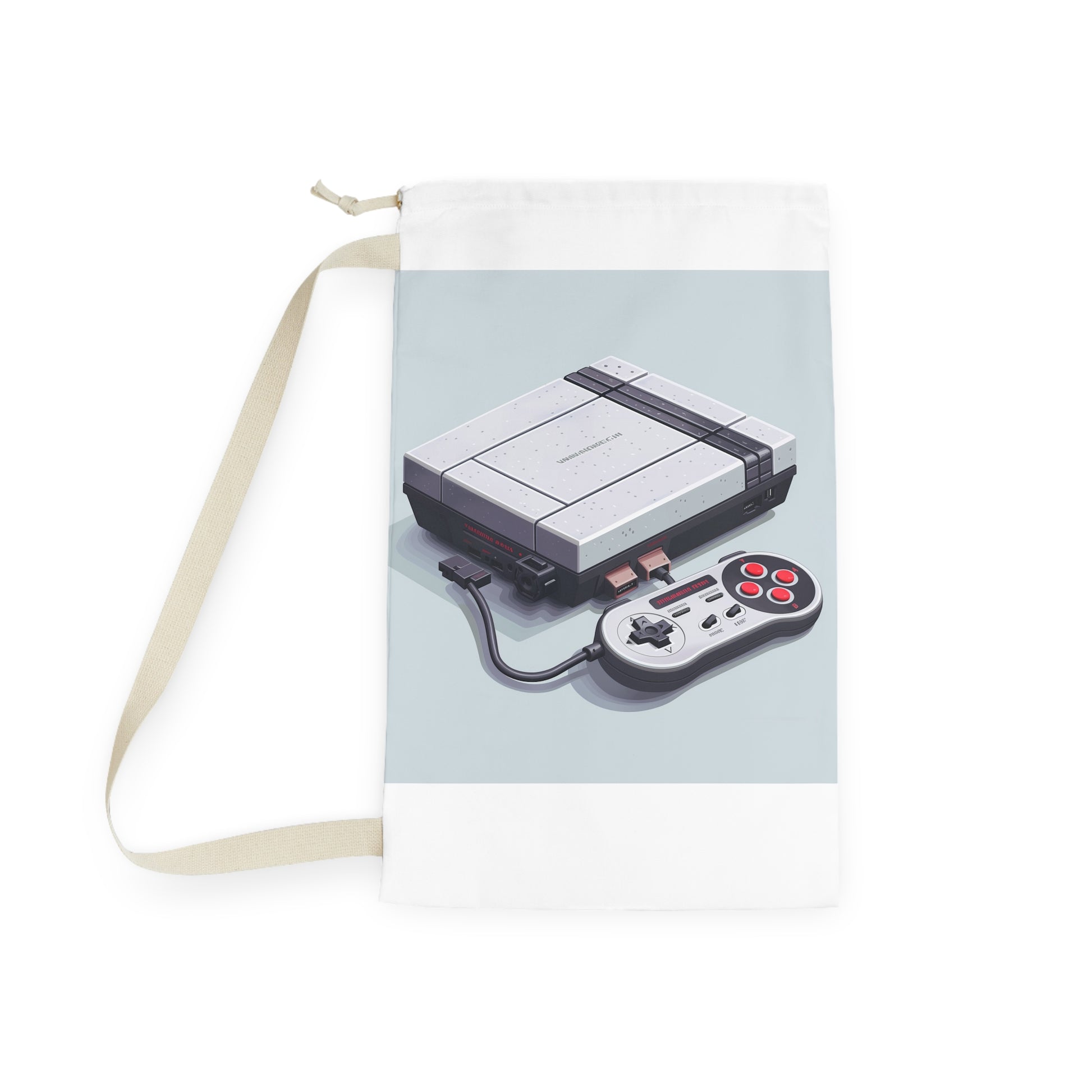 "Pixel Gaming Laundry Bag - Retro gaming console design, perfect for gamers and nostalgia lovers"