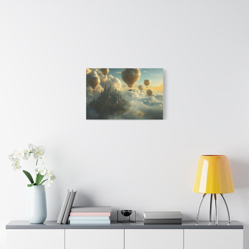 Cloud City Built on Giant Balloons — Canvas Wall Art — Kiln-Dried Pine Frame & Ready-to-Hang Back View