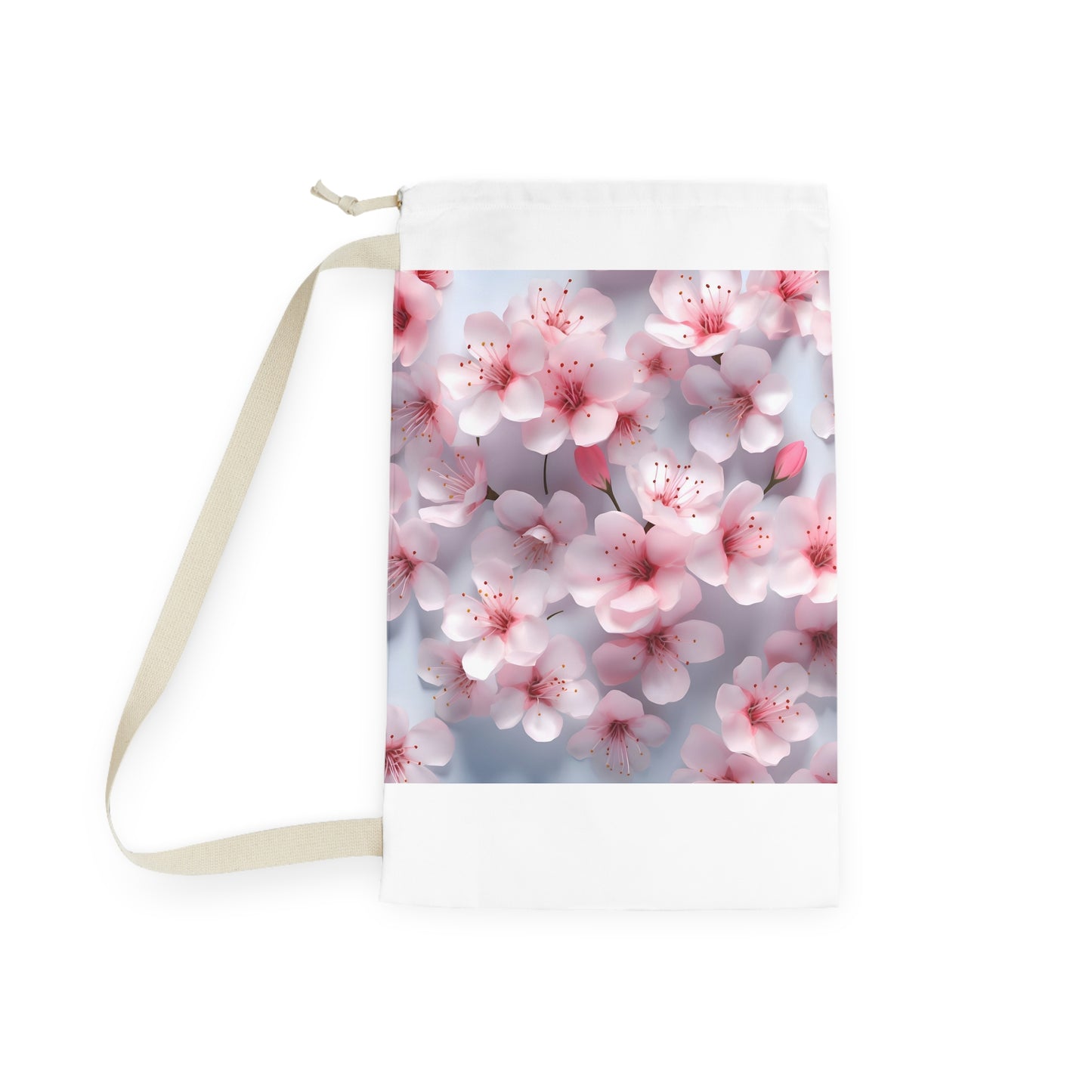 "Cherry Blossom Pattern Laundry Bag - Stylish and practical 3D design for seamless laundry organization"