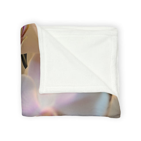 Robot Face Blooming with Orchids Plush Fleece Throw Blanket