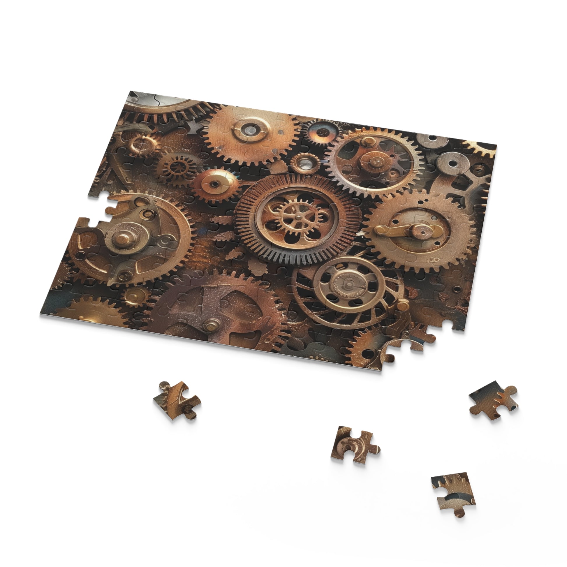 "Steampunk Gear Jigsaw Puzzle - Intricate puzzle with gears and cogs for challenging fun"