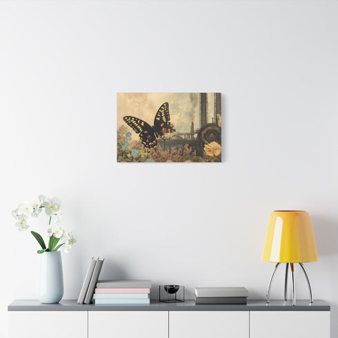 Steam Powered Butterfly Garden — Canvas Wall Art — Kiln-Dried Pine Frame & Ready-to-Hang Back View