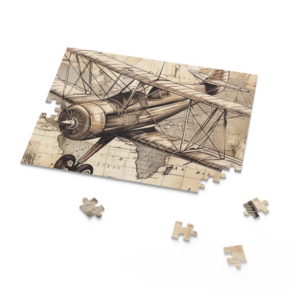 Vintage Airplane Travel Stamp Puzzle - Vibrant world travel stamp design, perfect for aviation enthusiasts and puzzle lovers. Embark on a nostalgic journey.