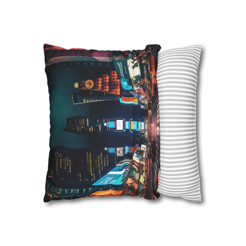 Times Square Night Double-Sided Square Cushion Cover