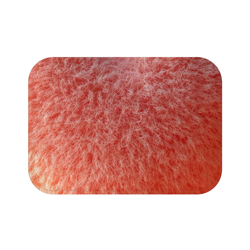 3D Fluffy Icon a Heart Felt Material Solid Color B — 61×43 Memory Foam Bath Mat — Top-Down Velvet Microfibre Artwork View