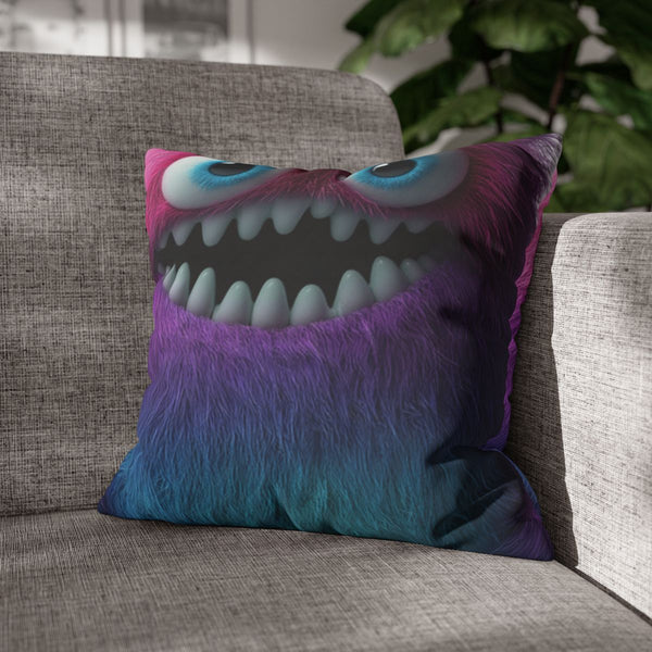 3D Render Cute Monstervivid Color White — Double-Sided Cushion Cover — Sofa & Armchair Living Room Lifestyle View