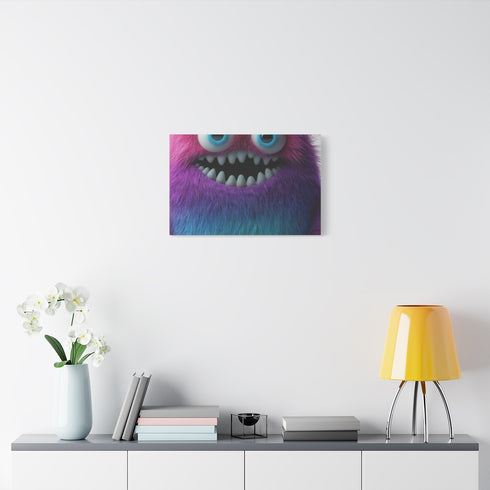 Cute Vivid 3D Fluffy Monster — Stretched Canvas Wall Art — Living Room Wall Lifestyle View