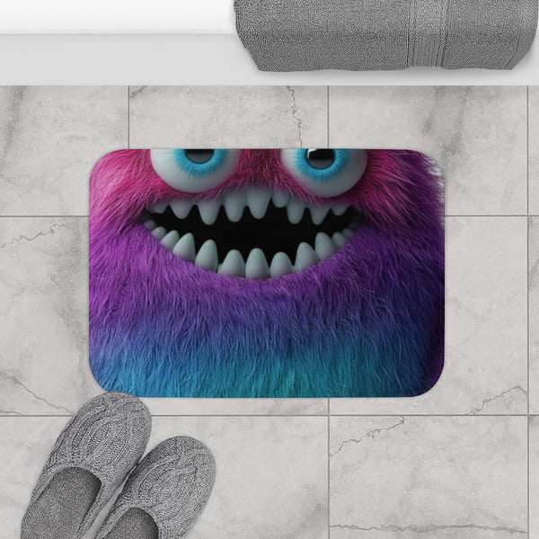 3d Render Cute Monstervivid Color White Luxury Memory Foam Bath Mat - Bathroom Lifestyle View